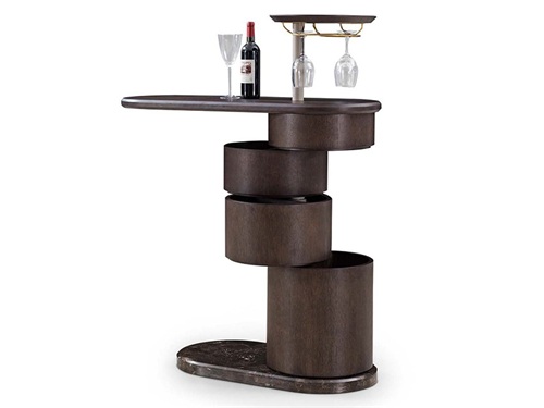 现代时尚小酒吧创意实木椭圆形酒吧桌
